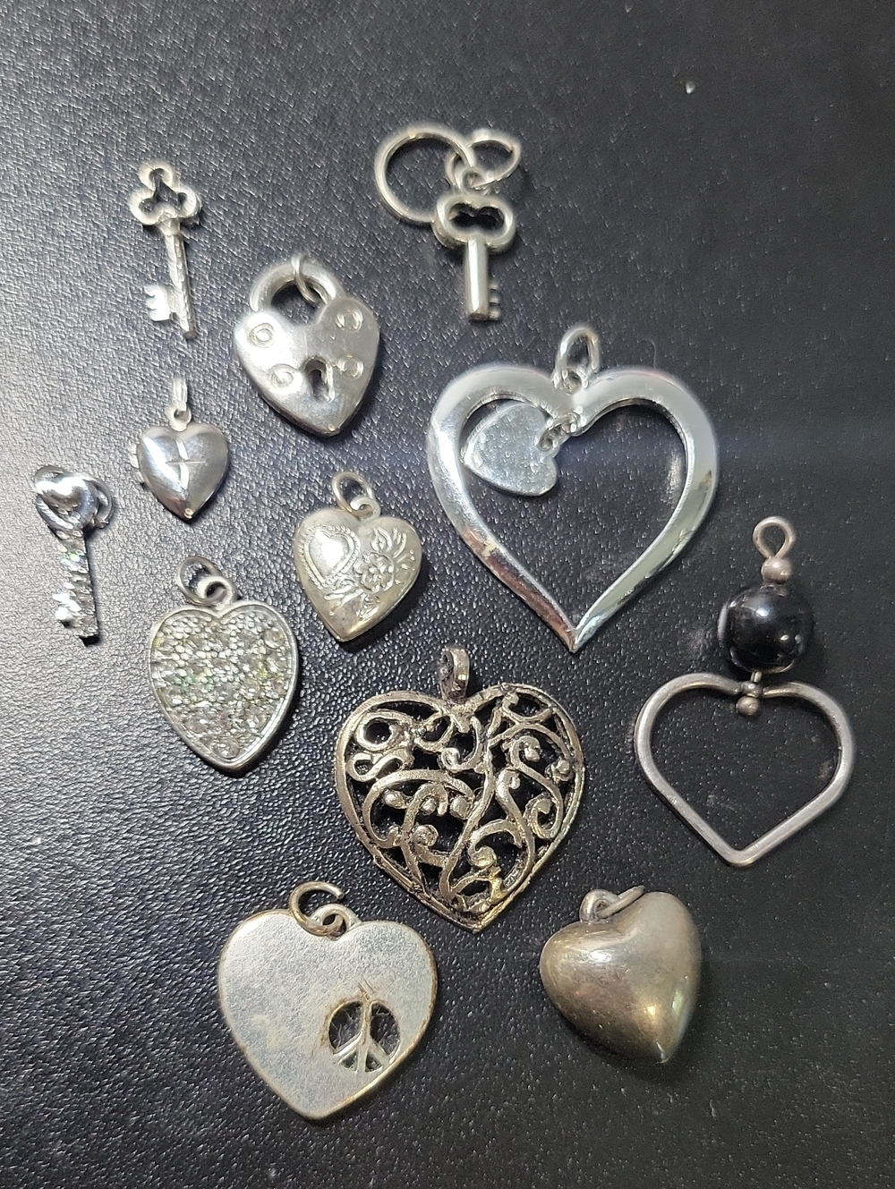 Heart and Key Charm Lot